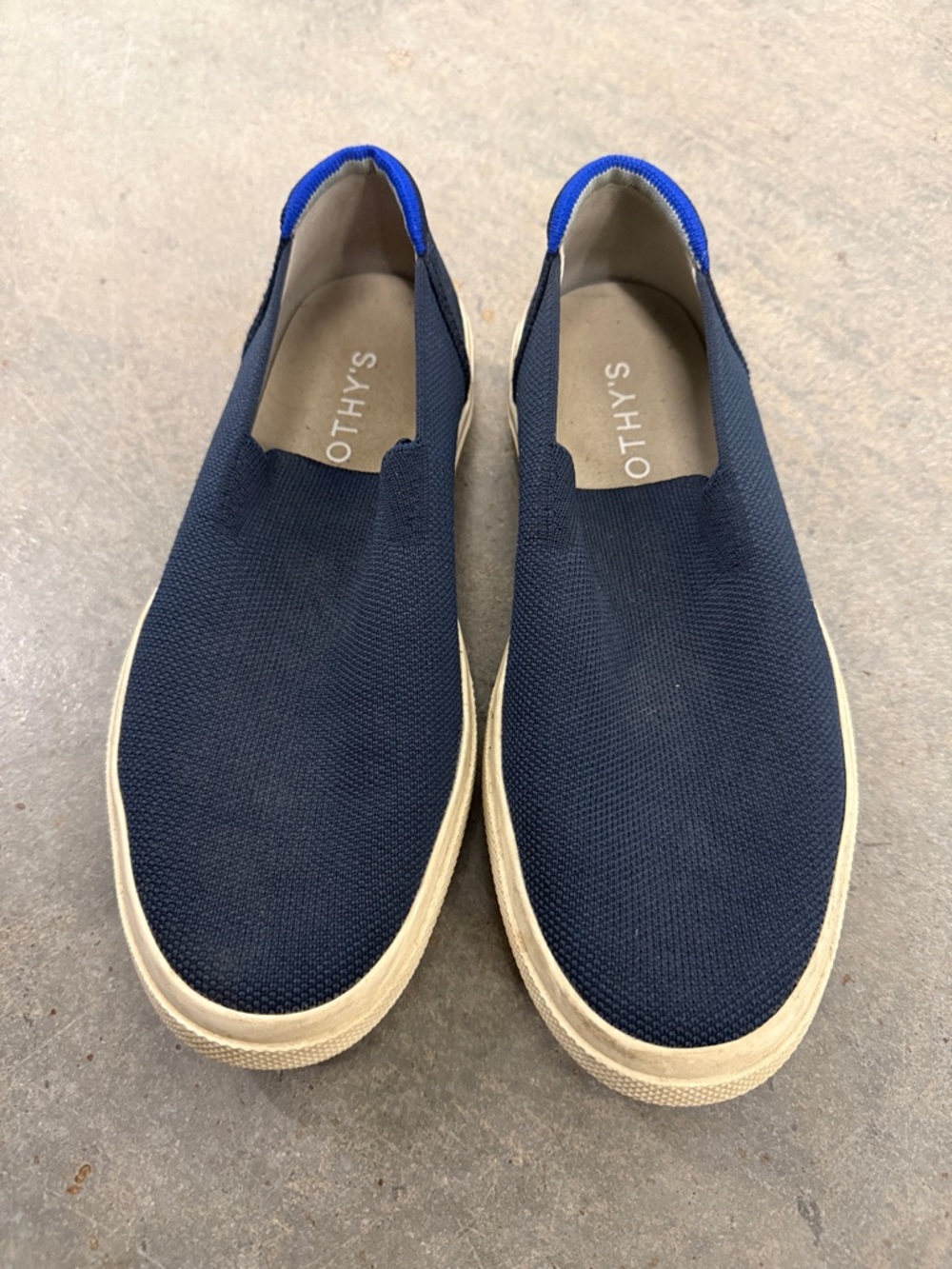 Rothy's Navy Slip-On Loafers with Electric Blue Heel Tab
